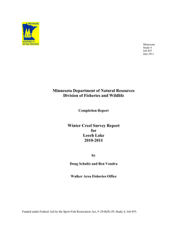 Minnesota Department of Natural Resources Division of Fisheries and Wildlife