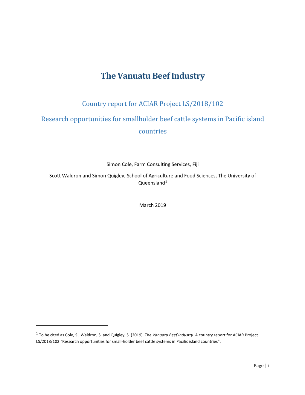 The Vanuatu Beef Industry
