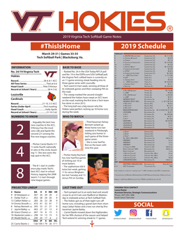 2019 Schedule #Thisishome
