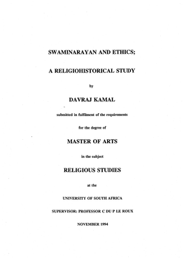 A Religiohistorical Study Davraj Kamal Master Of