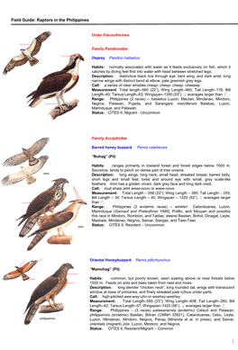 Field Guide: Raptors in the Philippines