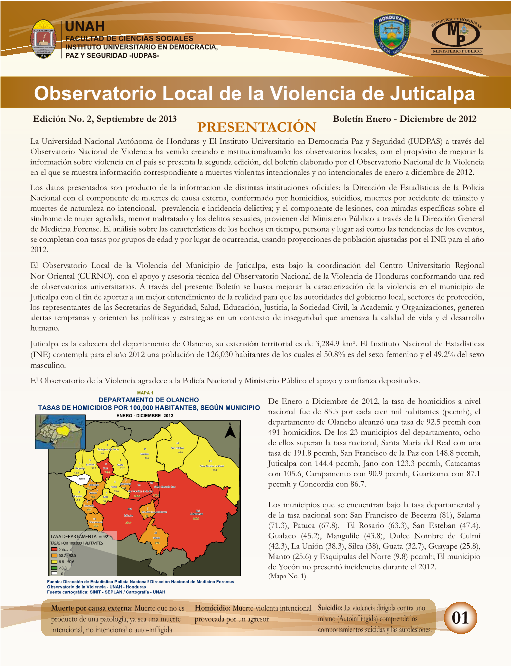 Observatorio Local De La Violencia De Juticalpa Edición No