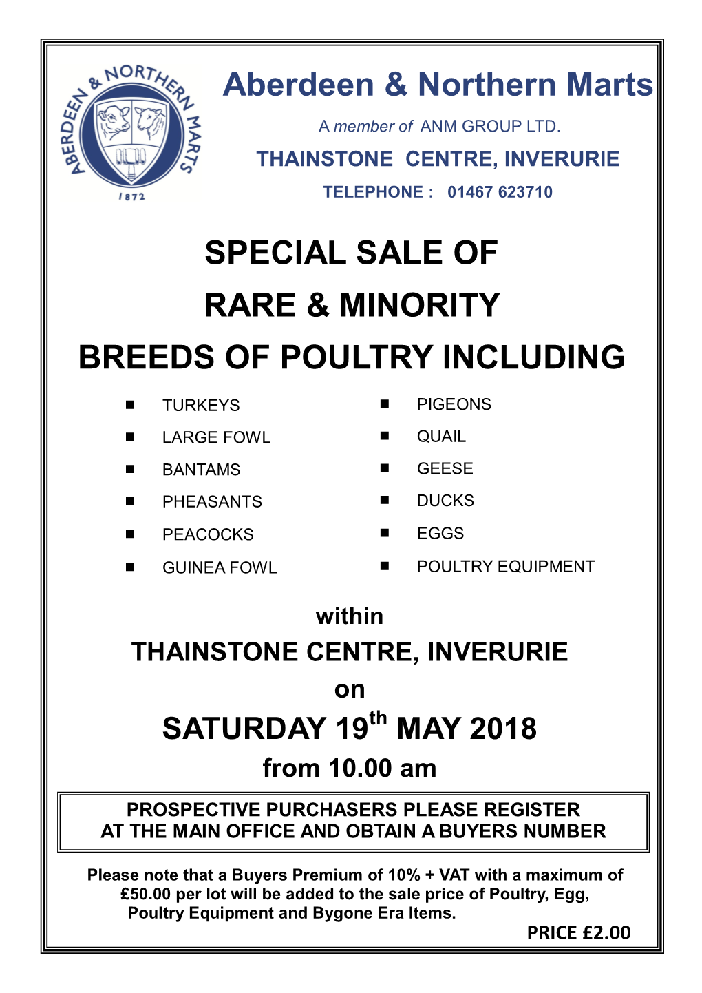Aberdeen & Northern Marts SPECIAL SALE of RARE & MINORITY