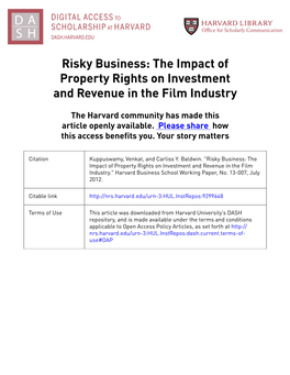The Impact of Property Rights on Investment and Revenue in the Film Industry