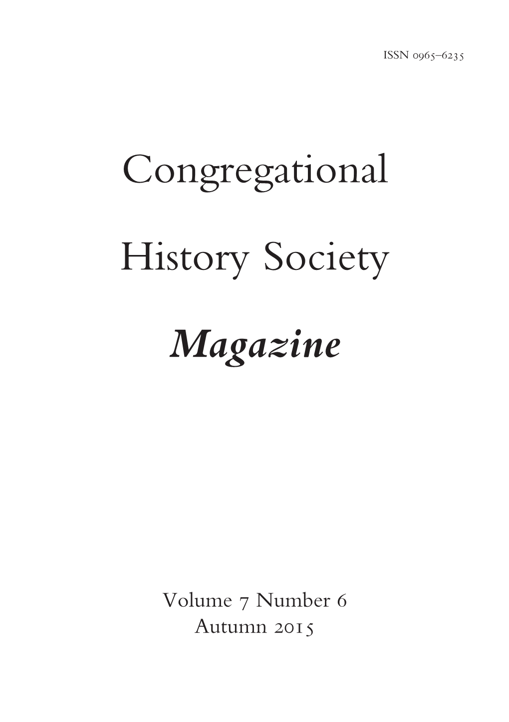 Congregational History Society Magazine