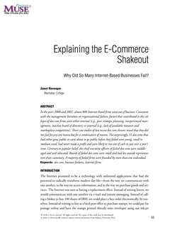 Explaining the E-Commerce Shakeout