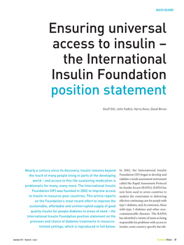 The International Insulin Foundation Position Statement