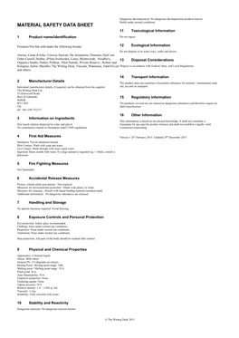 MATERIAL SAFETY DATA SHEET 11 Toxicological Information 1 Product Name/Identification Do Not Ingest