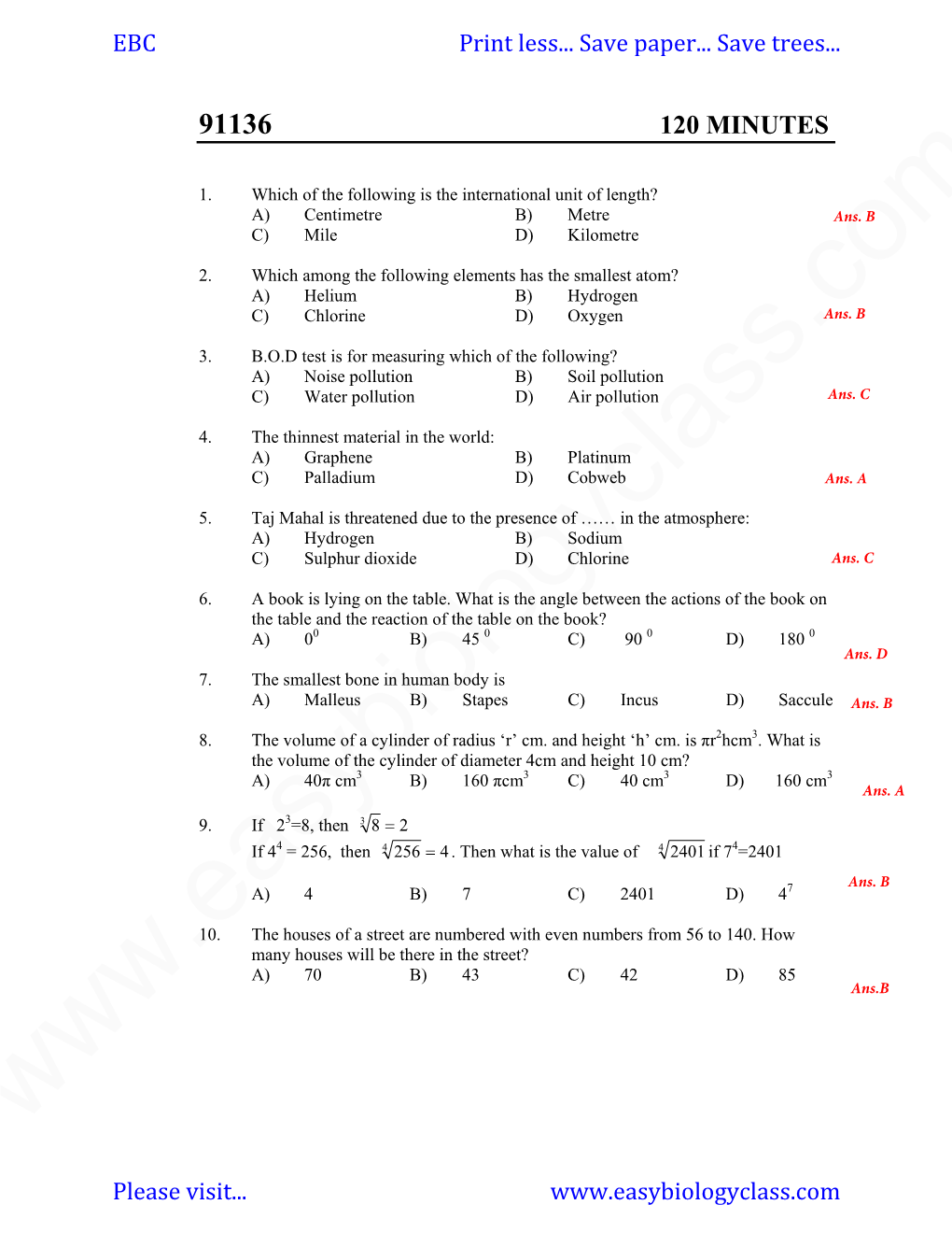 Kerala SET General Knowledge Question Paper 2011