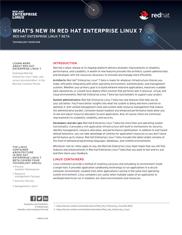 What's New in Red Hat Enterprise Linux 7