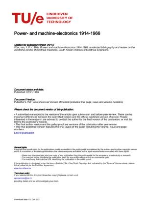 Power- and Machine-Electronics 1914-1966
