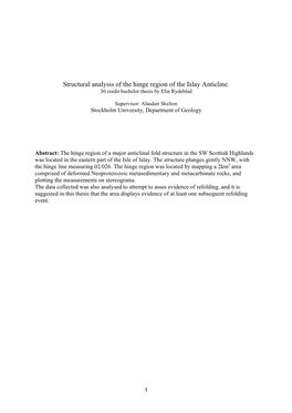 Structural Analysis of the Hinge Region of the Islay Anticline. 30 Credit Bachelor Thesis by Elin Rydeblad