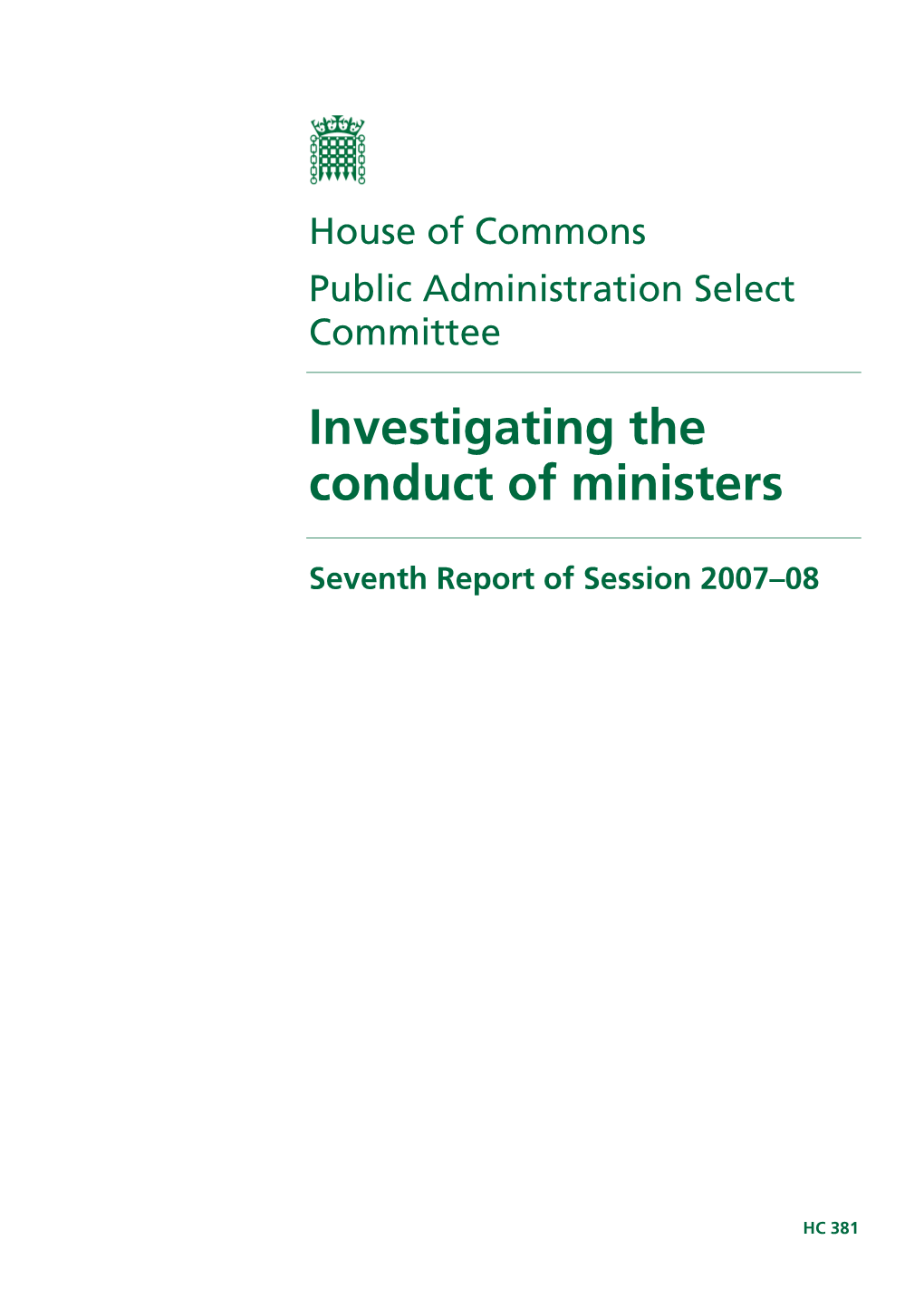 Investigating the Conduct of Ministers