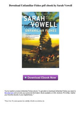 Download Unfamiliar Fishes Pdf Book by Sarah Vowell
