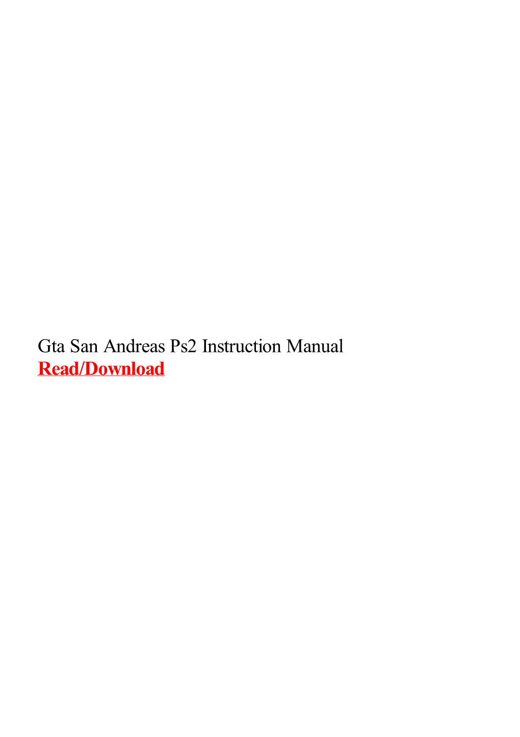 Gta San Andreas Ps2 Instruction Manual