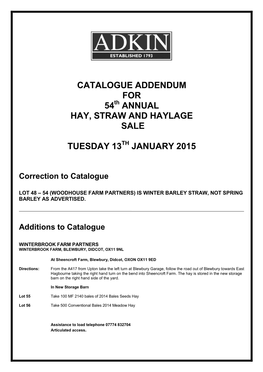 Annual Hay, Straw and Haylage Sale Tuesday 13