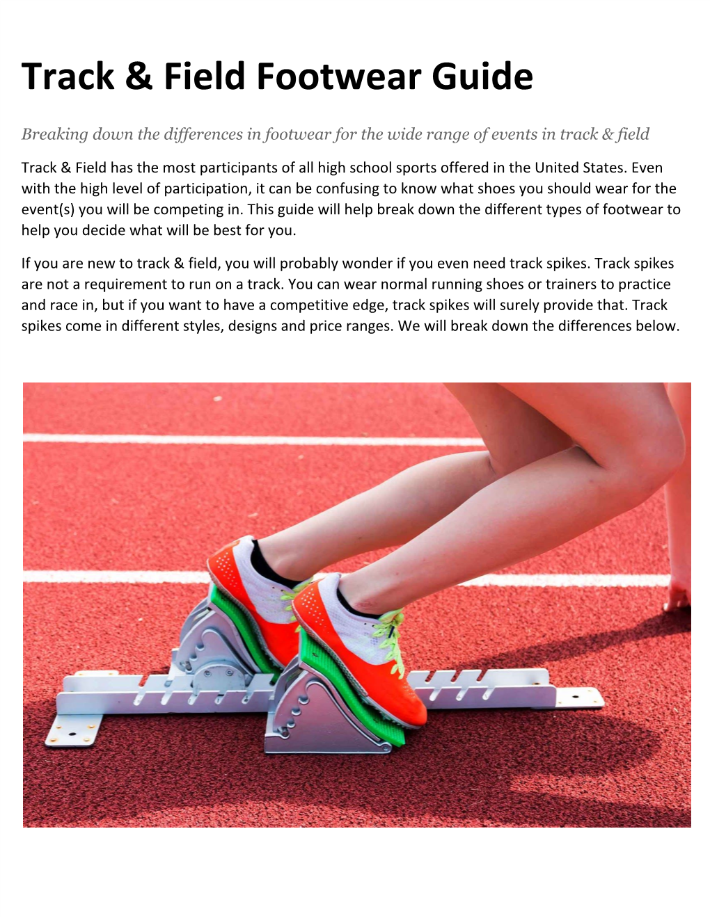 Track & Field Footwear Guide