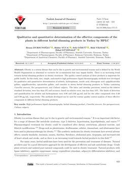 Qualitative and Quantitative Determination of the Effective Components of the Plants in Different Herbal Slimming Products in Turkey by HPLC