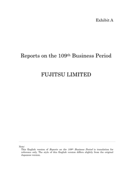 Reports on the 109Th Business Period
