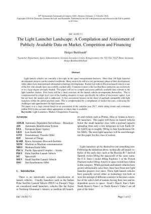 The Light Launcher Landscape: a Compilation and Assessment of Publicly Available Data on Market, Competition and Financing
