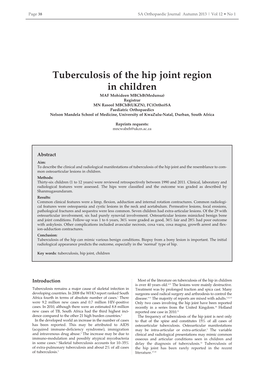 Tuberculosis of the Hip Joint Region in Children