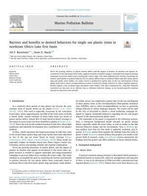 Barriers and Benefits to Desired Behaviors for Single Use Plastic