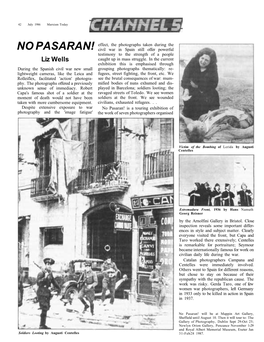NO PASARAN! Civil War in Spain Still Offer Powerful Testimony to the Strength of a People Liz Wells Caught up in Mass Struggle