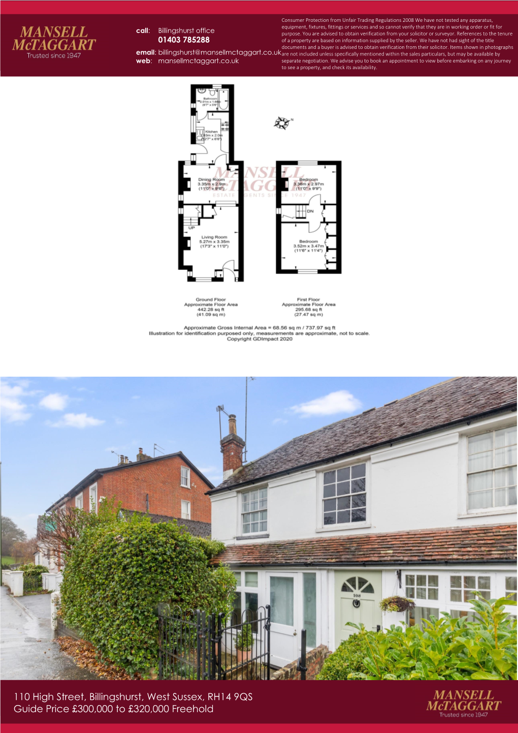 110 High Street, Billingshurst, West Sussex, RH14 9QS Guide Price £300,000 to £320,000 Freehold