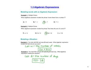 1.3 Algebraic Expressions