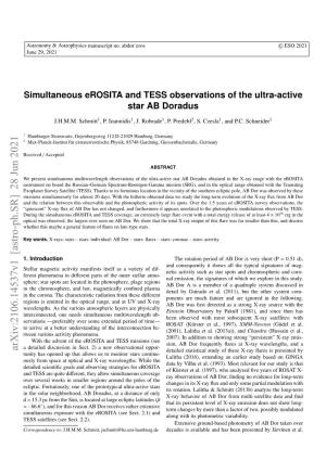 Simultaneous Erosita and TESS Observations of the Ultra-Active Star AB Doradus