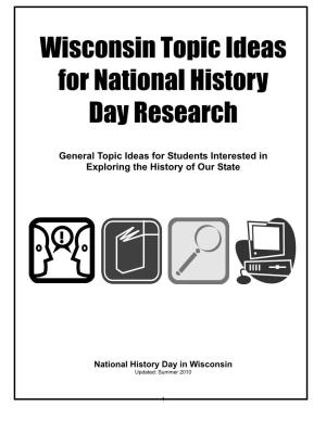 Wisconsin Topic Ideas for National History Day Research