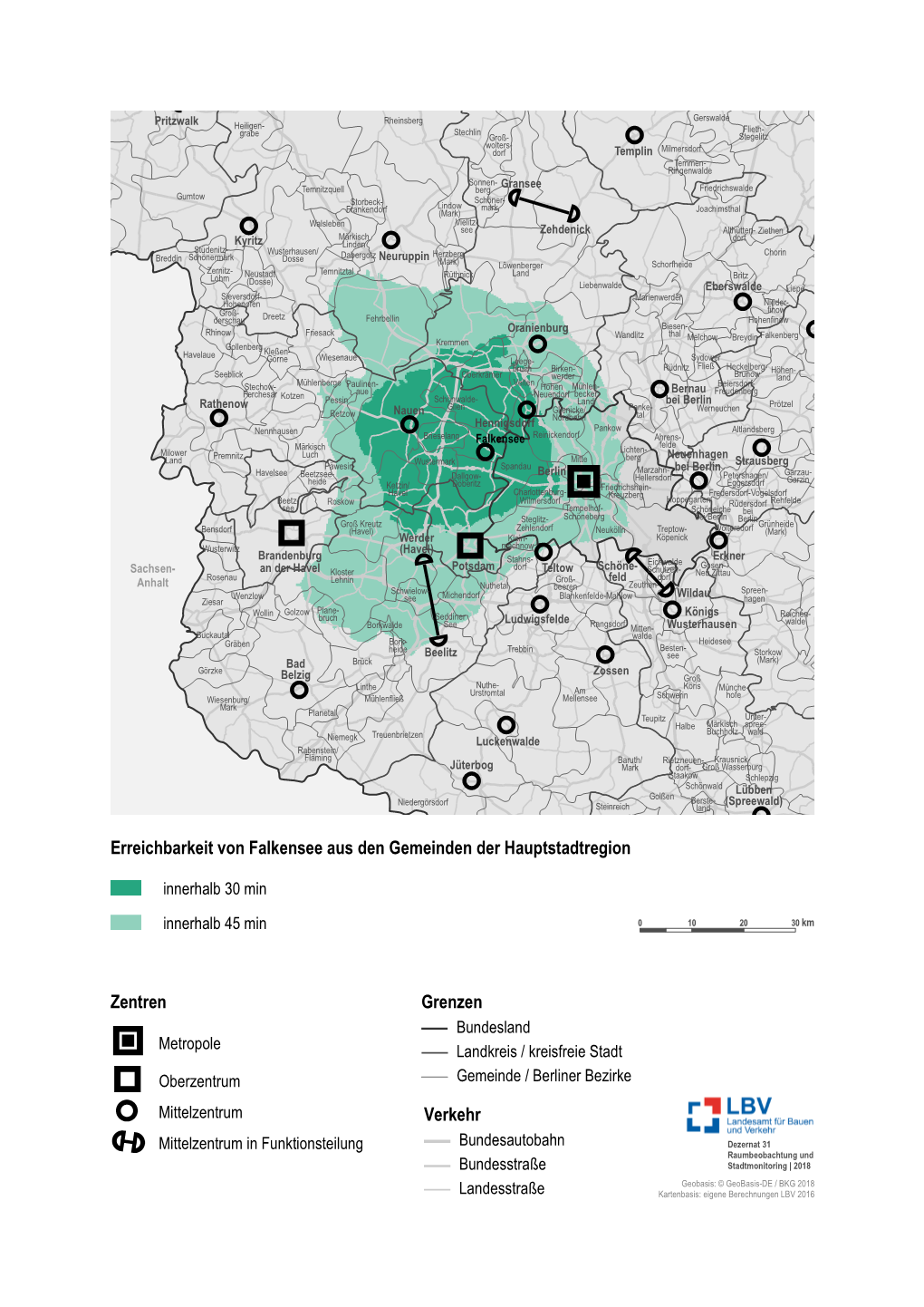 Detailkarte Erreichbarkeit Falkensee