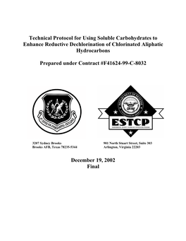 Technical Protocol for Using Soluble Carbohydrates to Enhance Reductive Dechlorination of Chlorinated Aliphatic Hydrocarbons