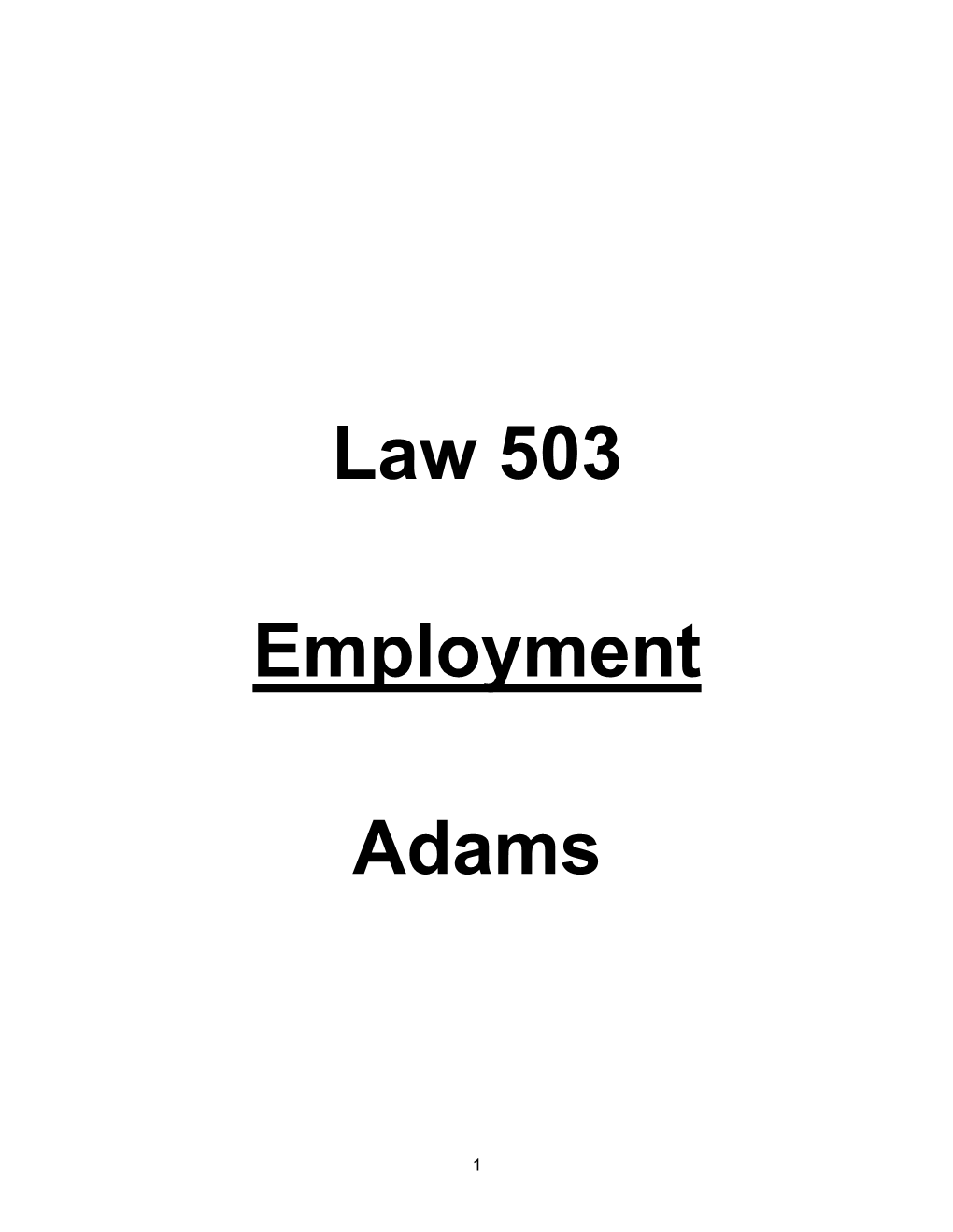 Law 503 Employment Adams