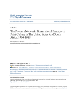 The Pneuma Network: Transnational Pentecostal Print Culture in The