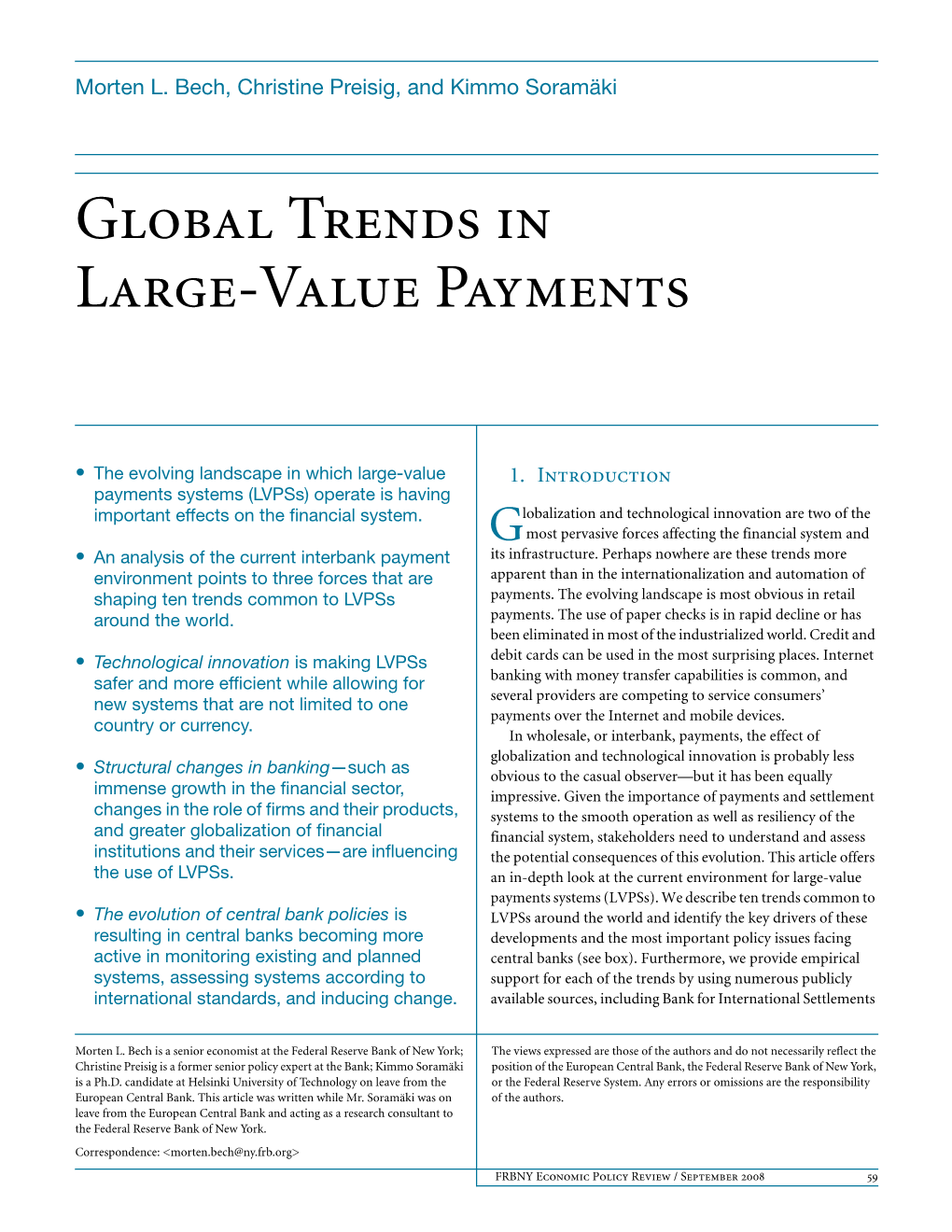 Global Trends in Large-Value Payments