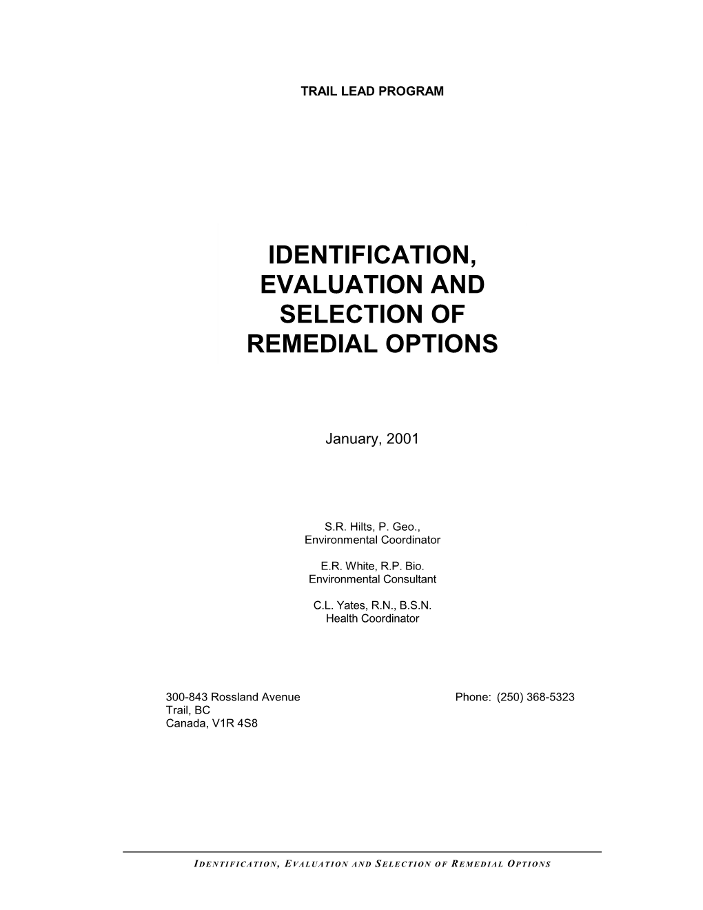 Remedial Options Report