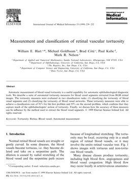 Measurement and Classification of Retinal Vascular Tortuosity
