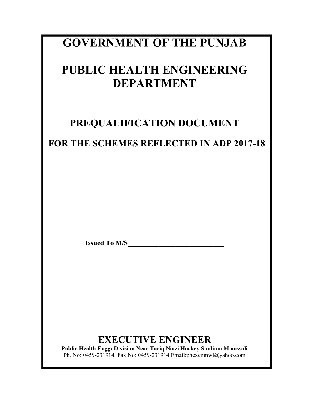 Government of the Punjab Public Health Engineering