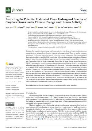 Predicting the Potential Habitat of Three Endangered Species of Carpinus Genus Under Climate Change and Human Activity