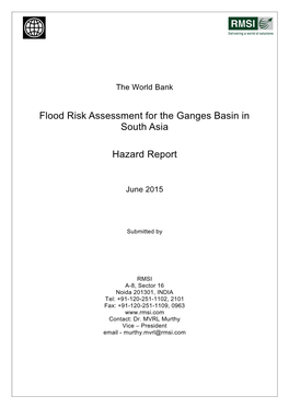 Flood Risk Assessment for the Ganges Basin in South Asia Hazard