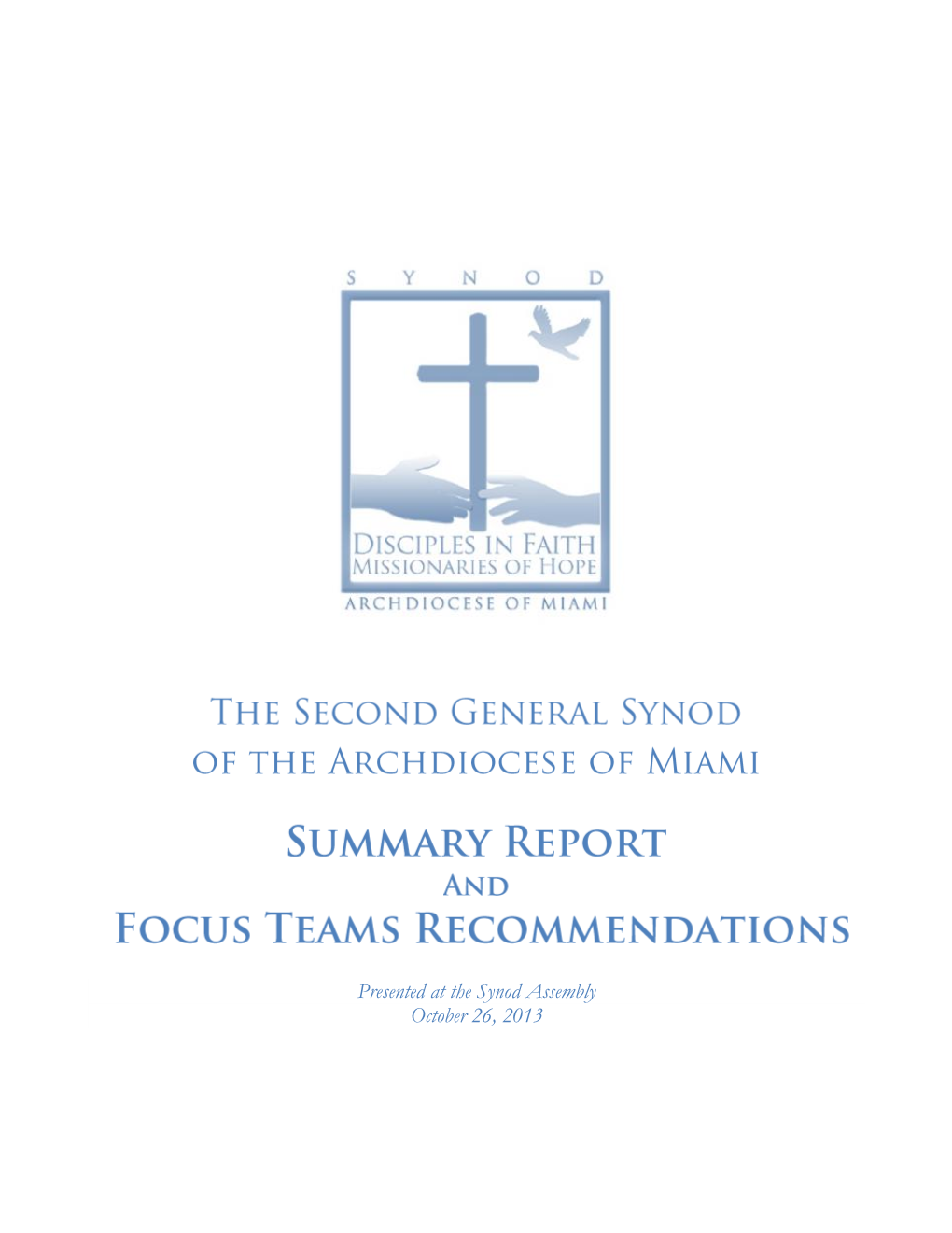 Synod Summary Report and Focus Team Recommendations