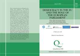 Democracy in the EU and the Role of the European Parliament. a Study