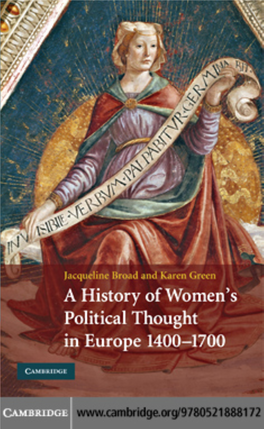 A History of Women's Political Thought in Europe, 1400-1700