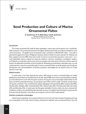 Seed Production and Culture of Marine Ornamental Fishes G