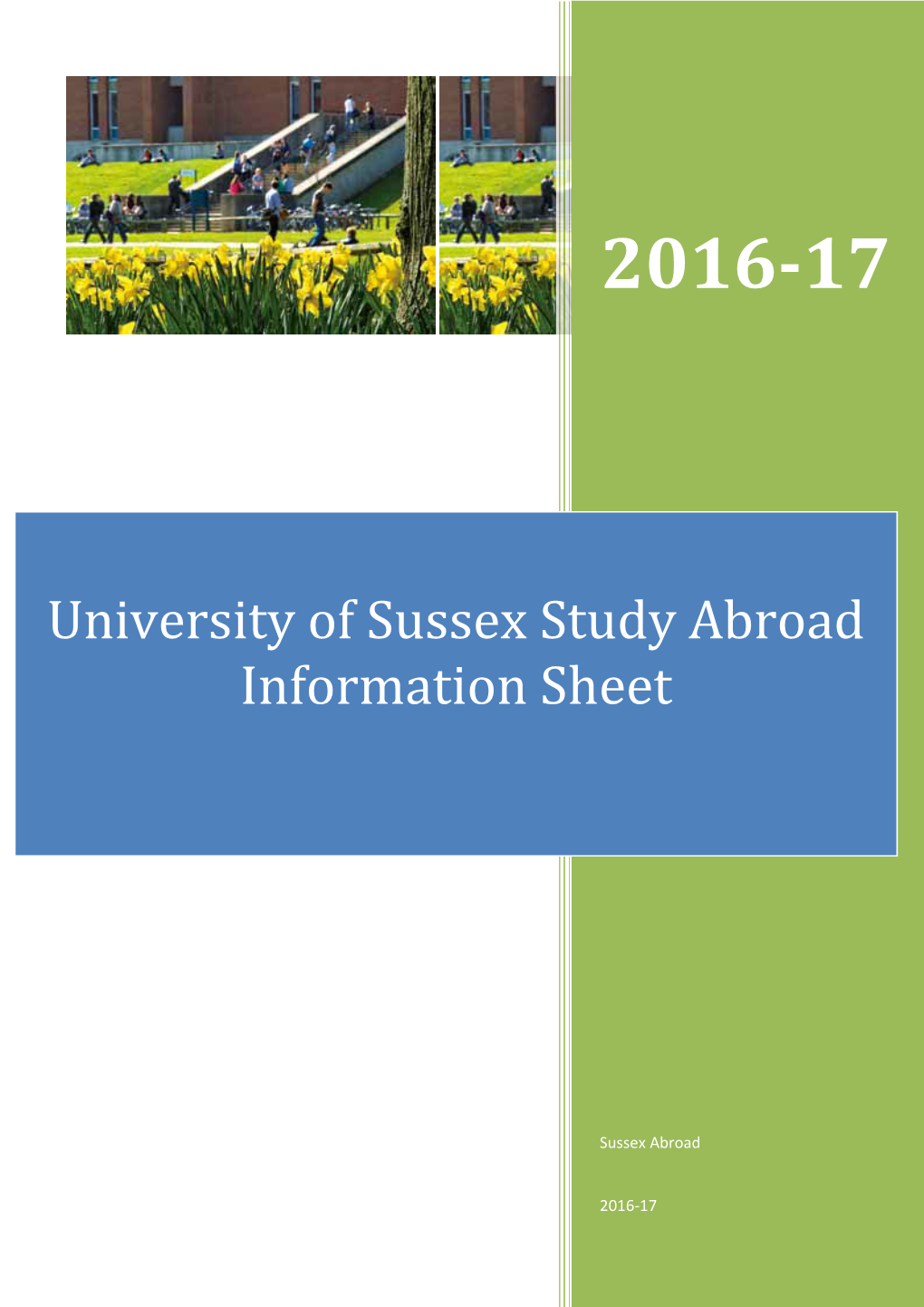 University of Sussex Study Abroad Information Sheet
