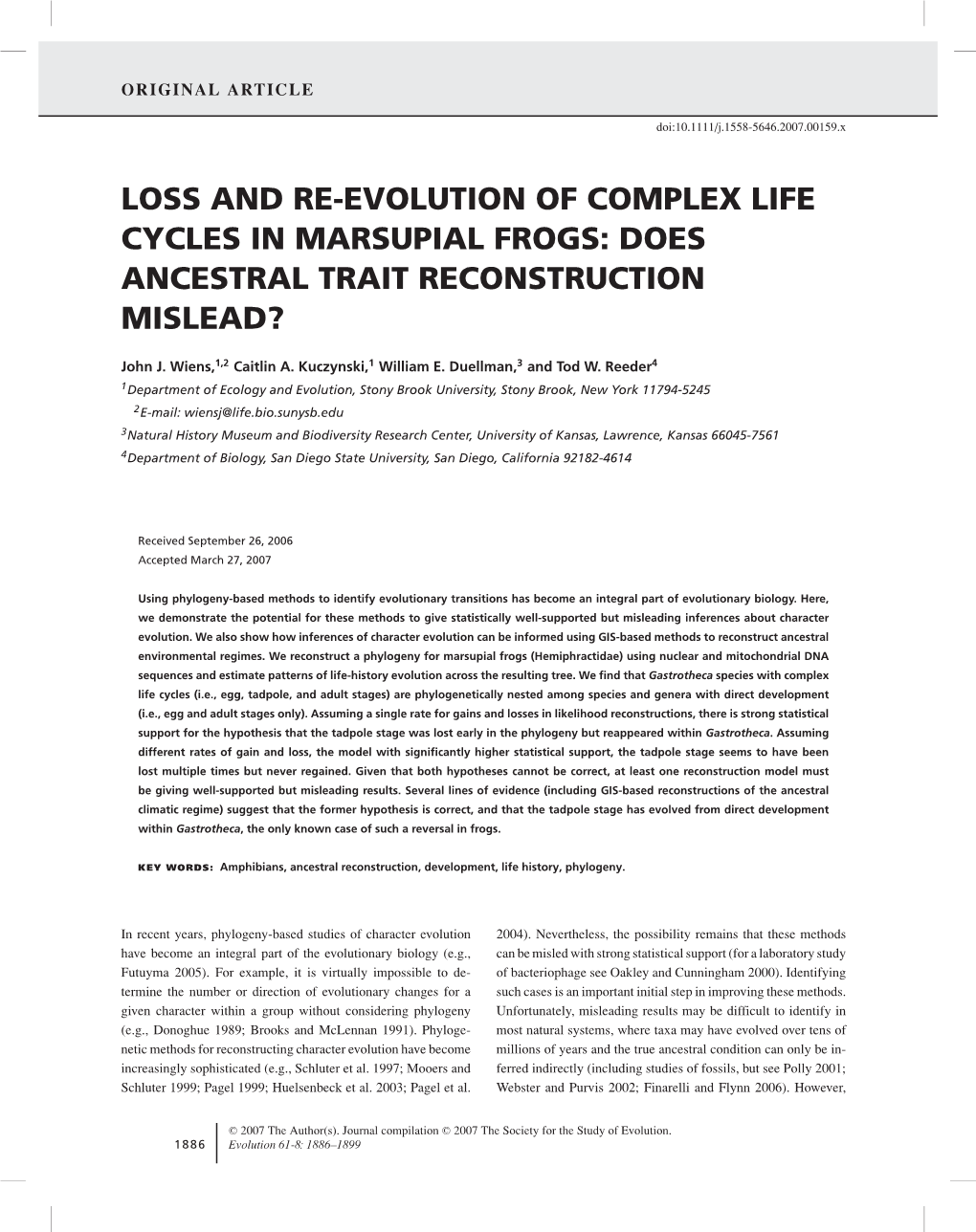 Loss and Re-Evolution of Complex Life Cycles in Marsupial Frogs: Does