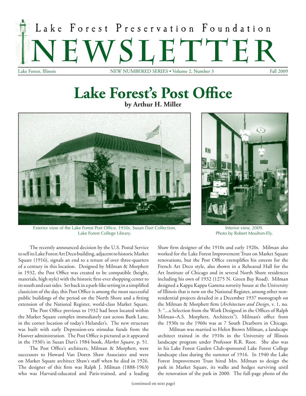 Lake Forest Preservation Foundation PAID Lake Forest Preservation Foundation 400 East Illinois Road, Lake Forest, Illinois 60045 • PERMIT NO