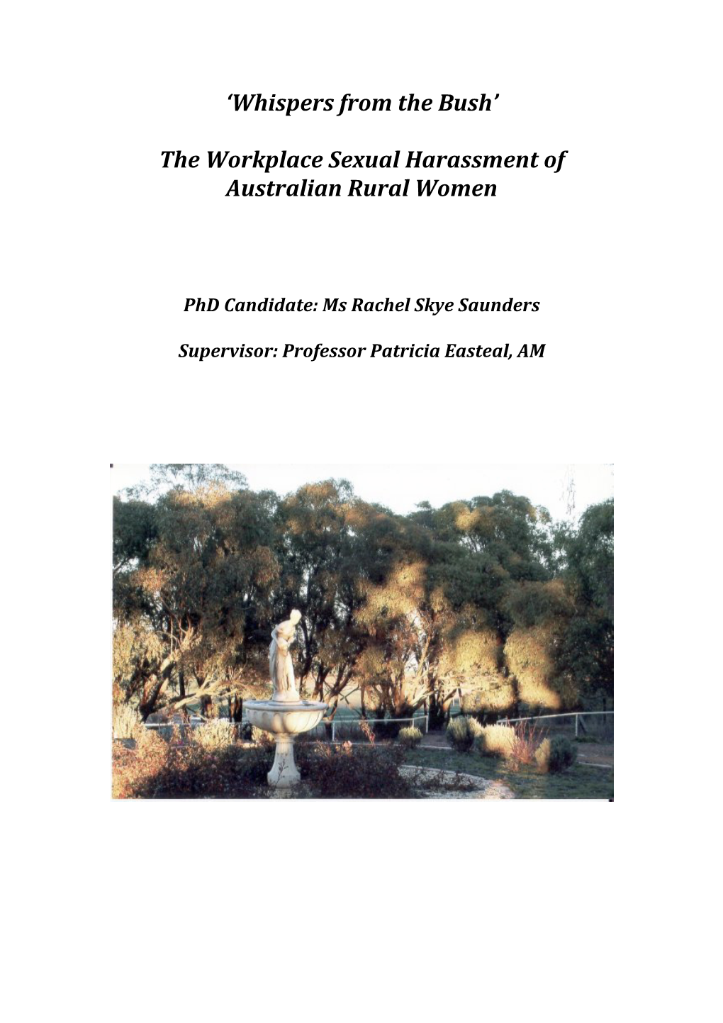 Sexual Harassment of Australian Rural Women