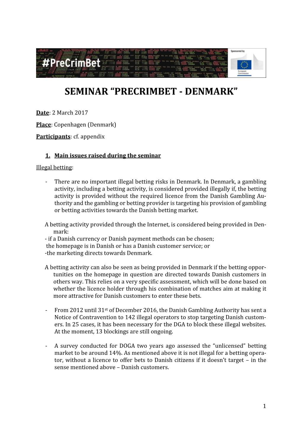 Seminar “Precrimbet - Denmark”